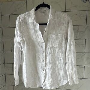 White Jessica Simpson Cotton Button-Up Beach Coverup Shirt